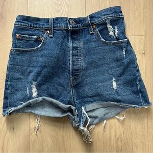Levi's Blue Distressed Jean Shorts
